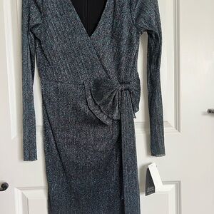 Aidan Mattox Glittering Teal Black Long Sleeve Dress;NWT; Retail $175